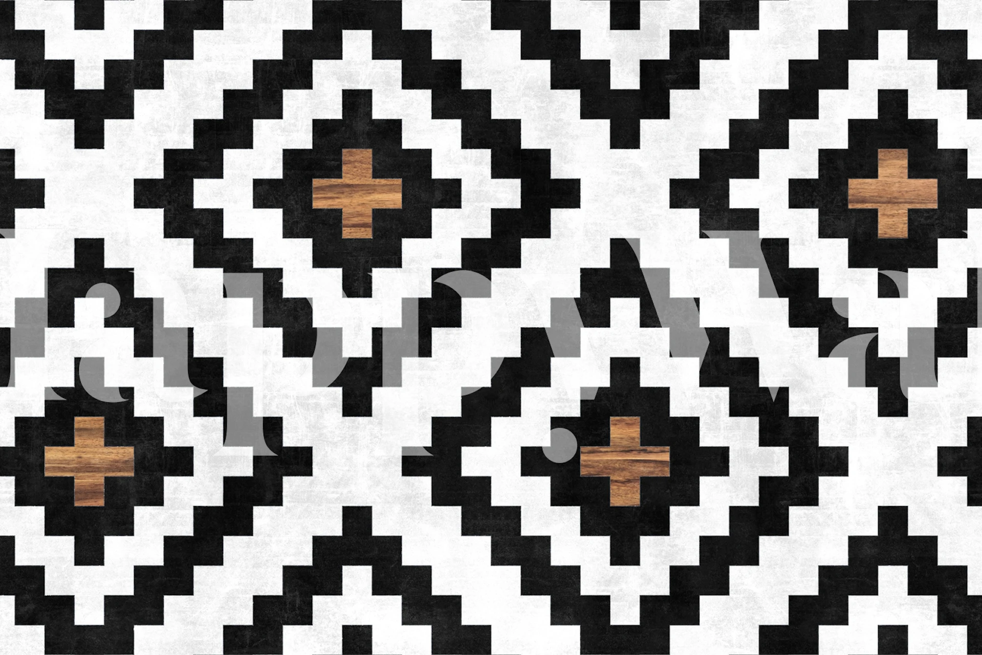 Miejska fototapeta z plemiennym wzorem z czarno-białym geometrycznym wzorem