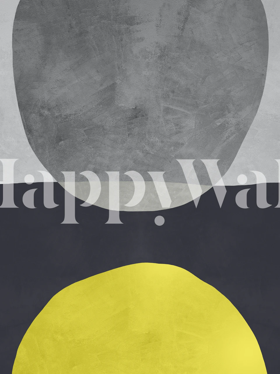 Geometric shapes in gray and yellow on a textured background wallpaper