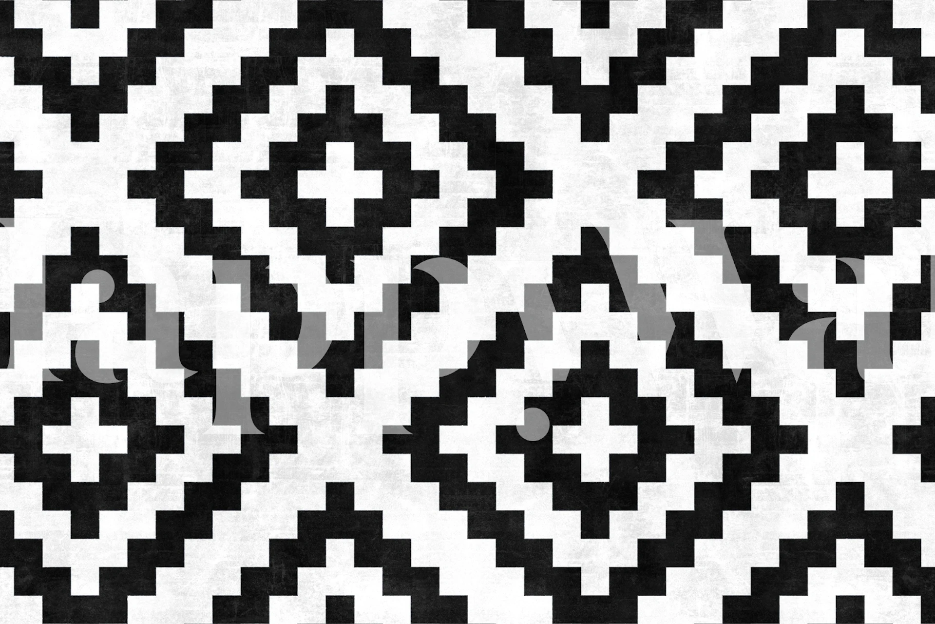 Black and white urban tribal pattern wall mural for contemporary decor.