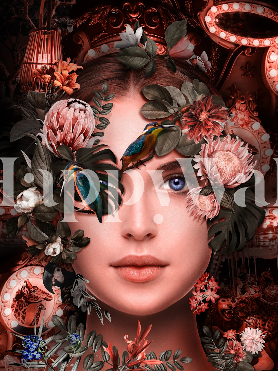 Copper Face wallpaper design in a room