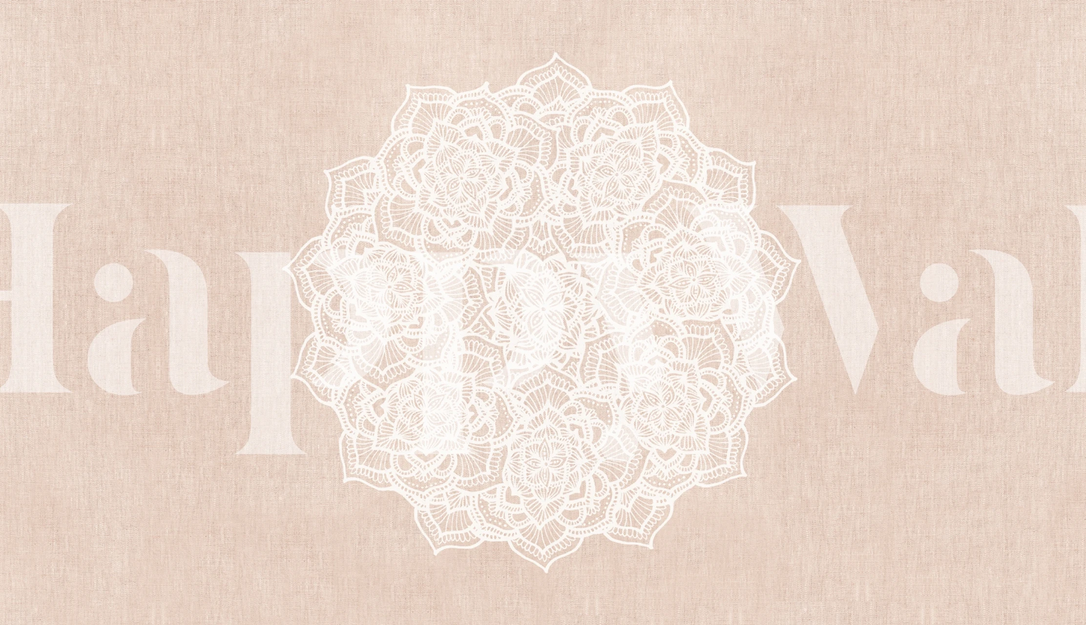 Boho Peach Fuzz mandala wallpaper in a room