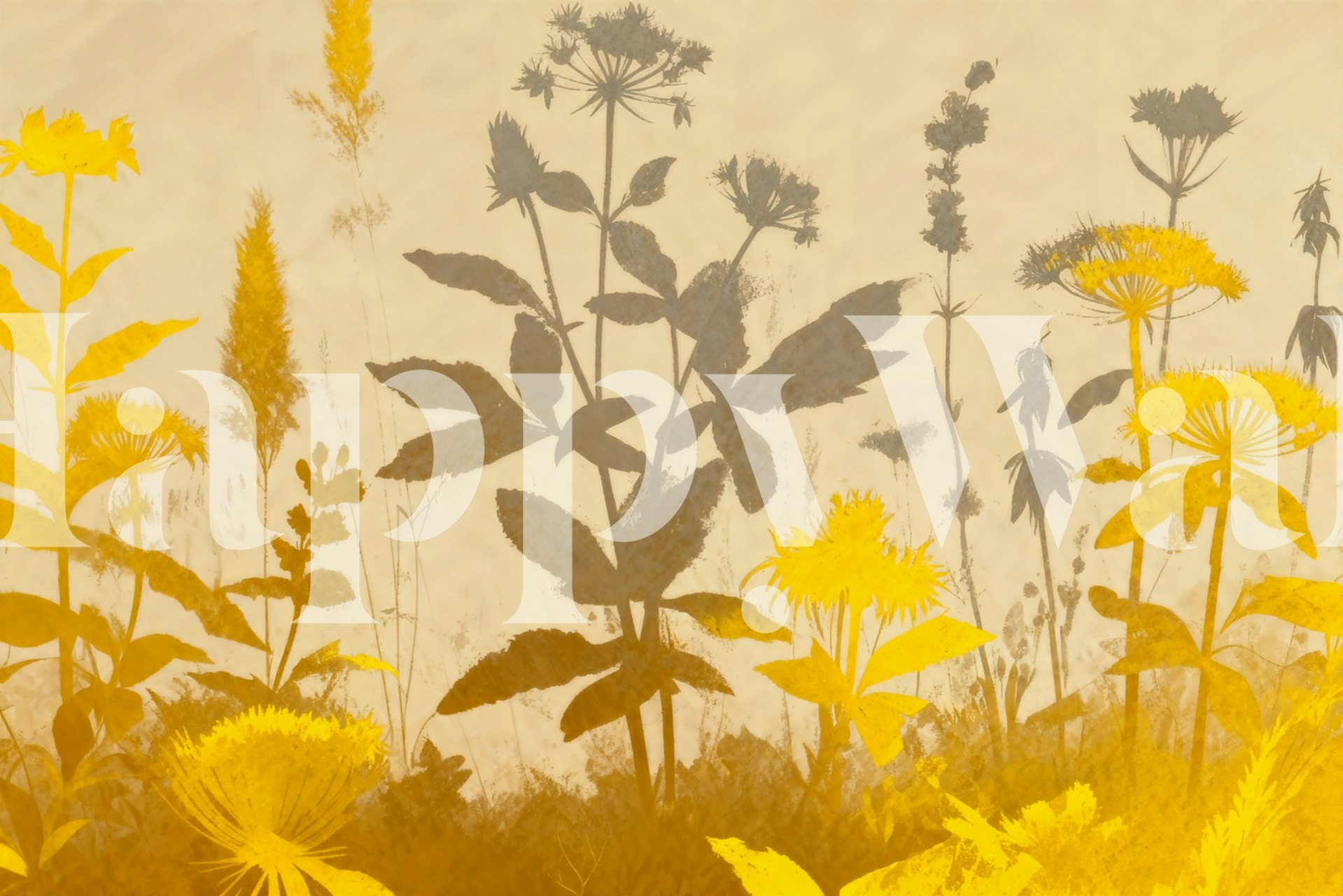 Gray Tropical Floral wallpaper in a room