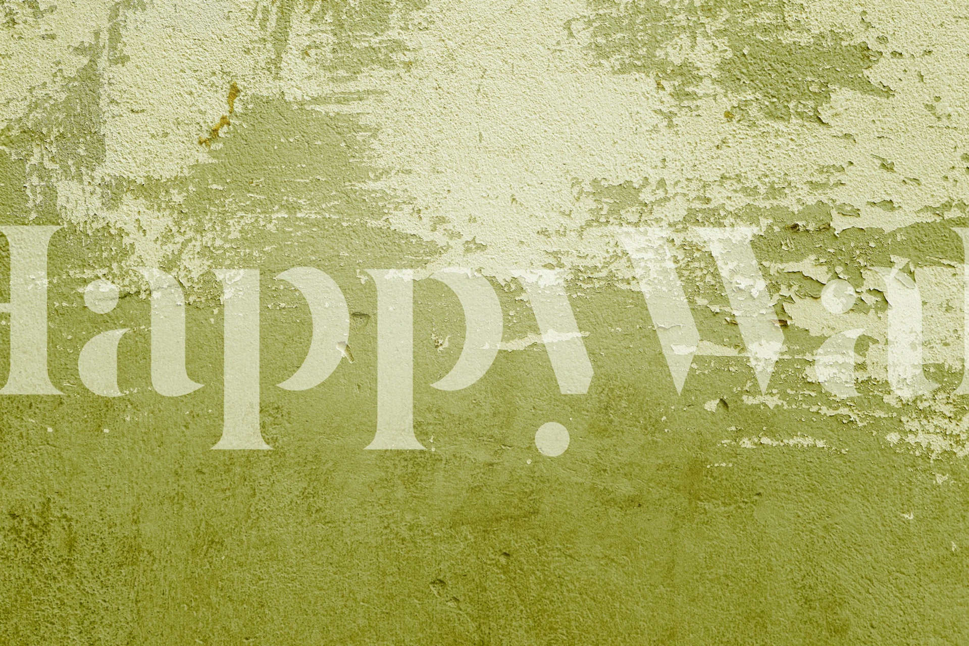 Textured green wallpaper with peeling paint effect