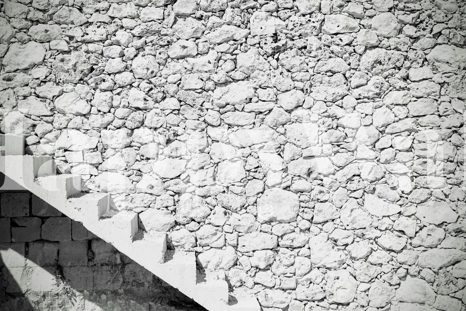 Rustic Stone Wall With Stairs wallpaper Happywall