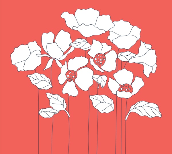 Poppy bouquet ruby red