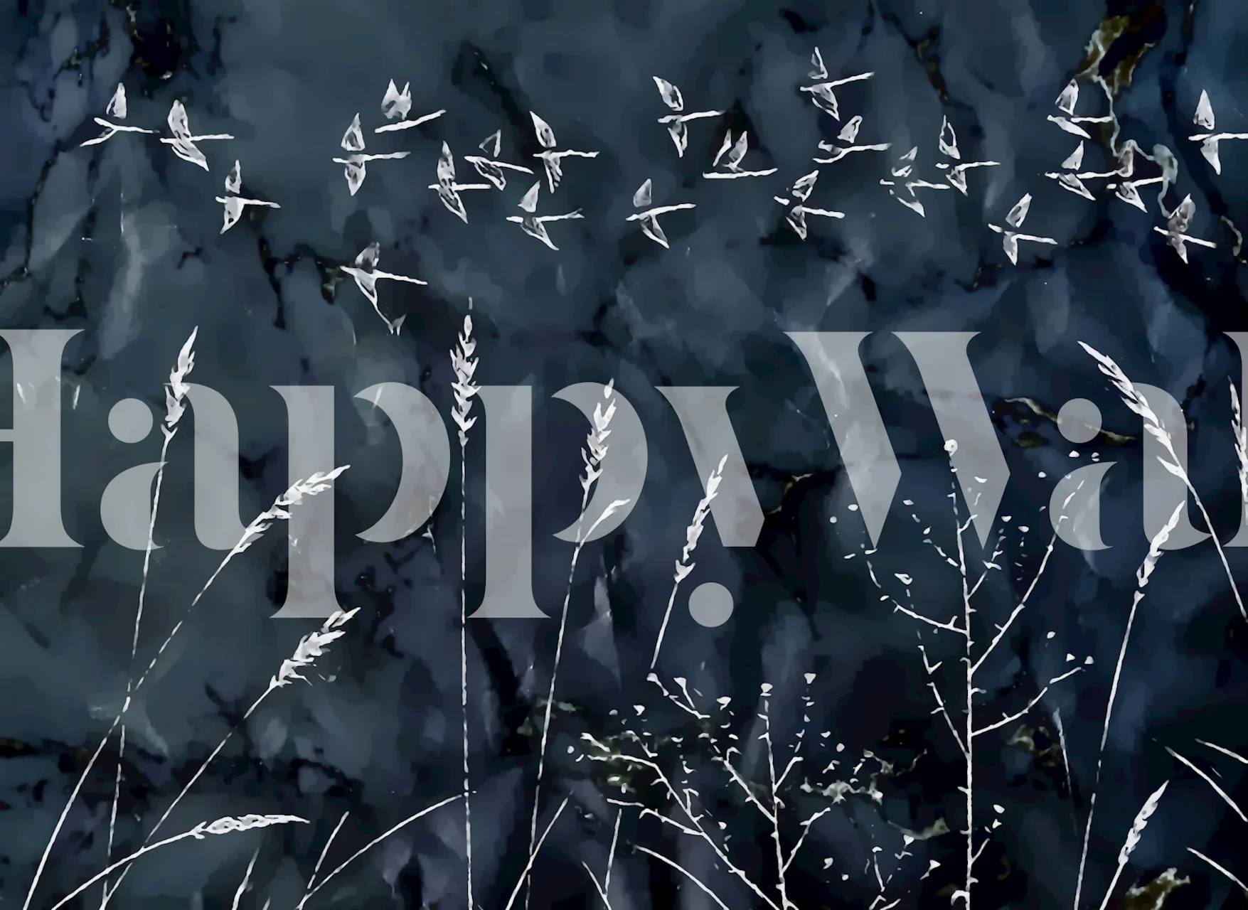 White birds flying over dark marble background wallpaper