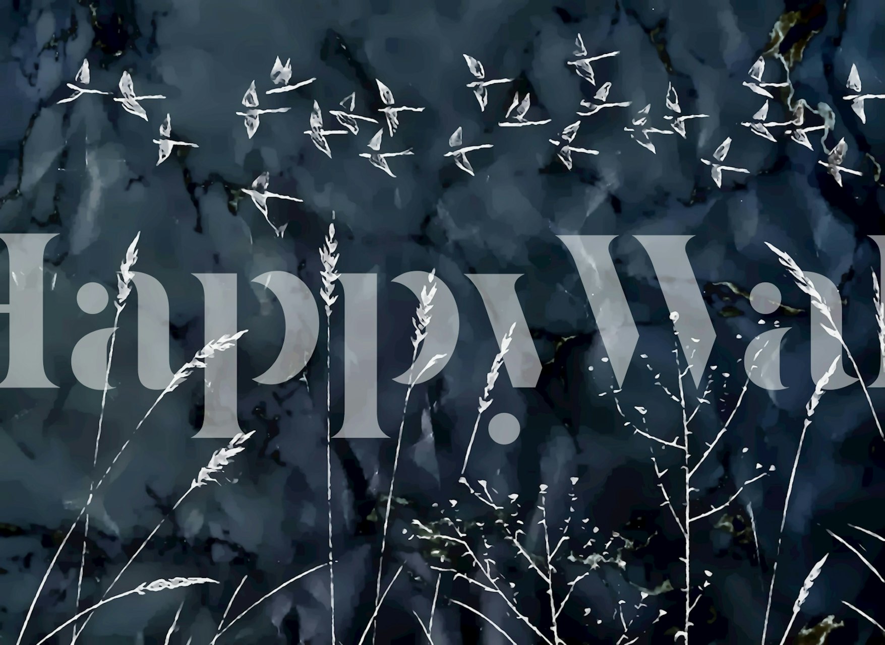 White birds flying over dark marble background wallpaper