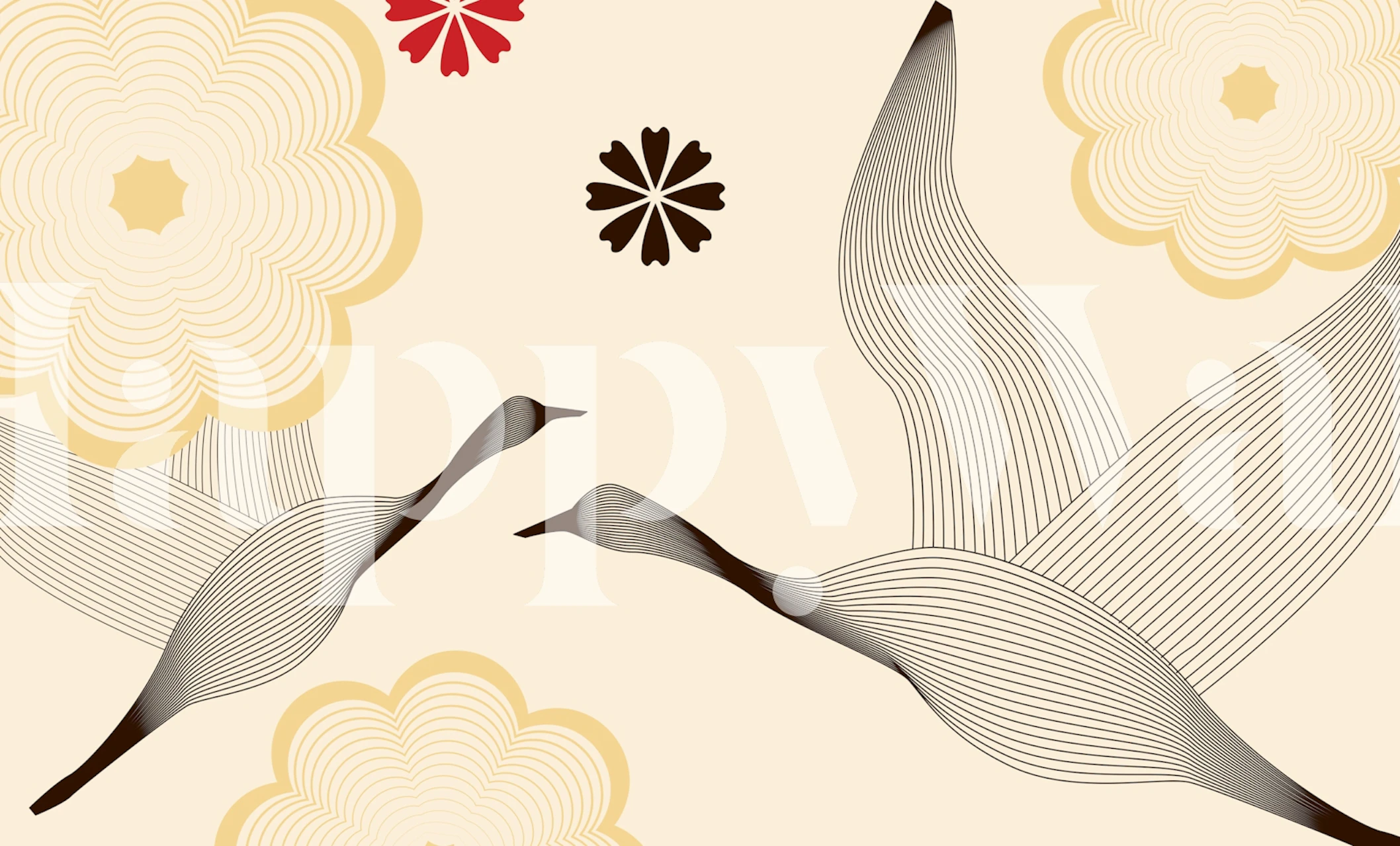 Japanese Bird Flight tapetti huoneessa