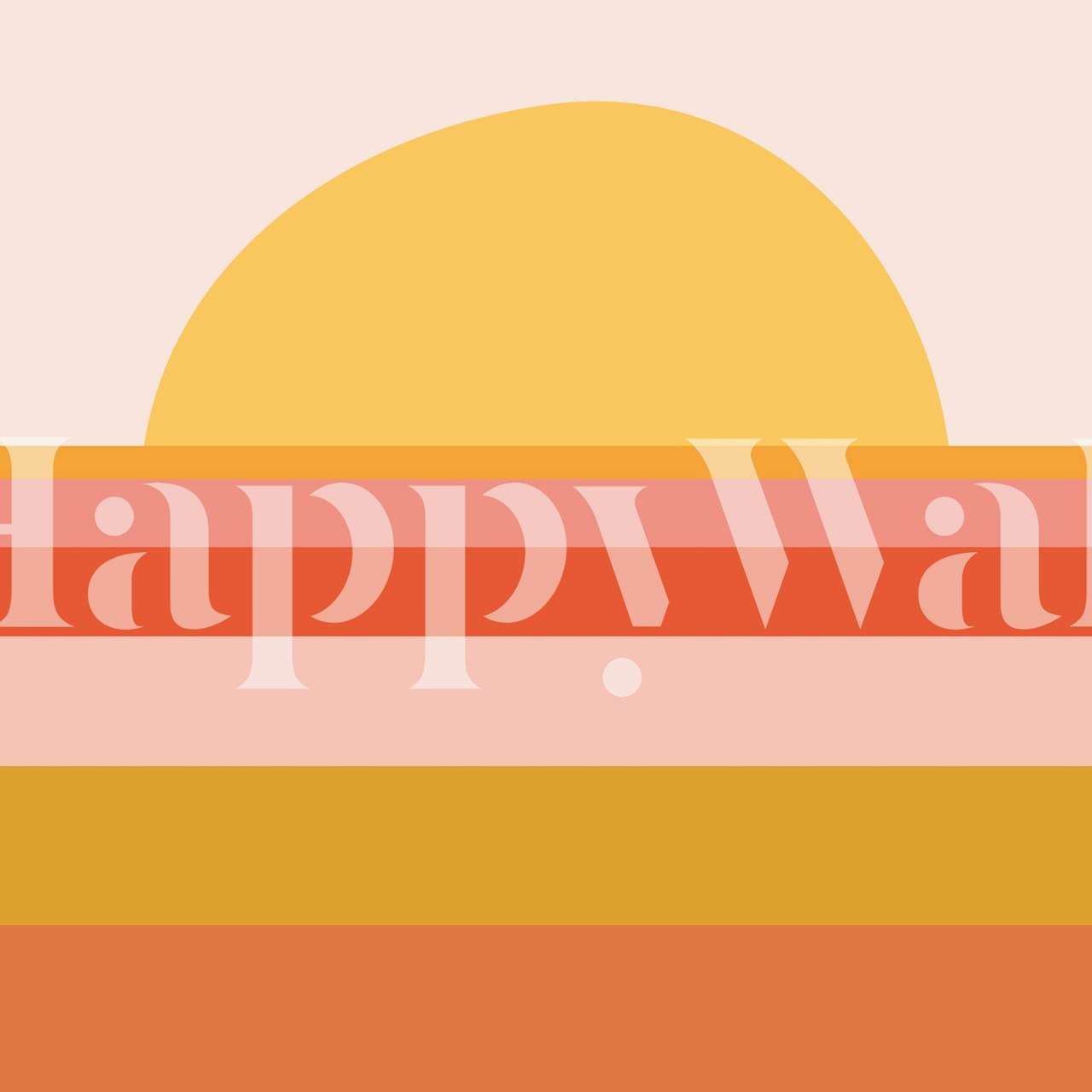 Vibrant striped wallpaper featuring a large yellow sun and colorful horizontal bands