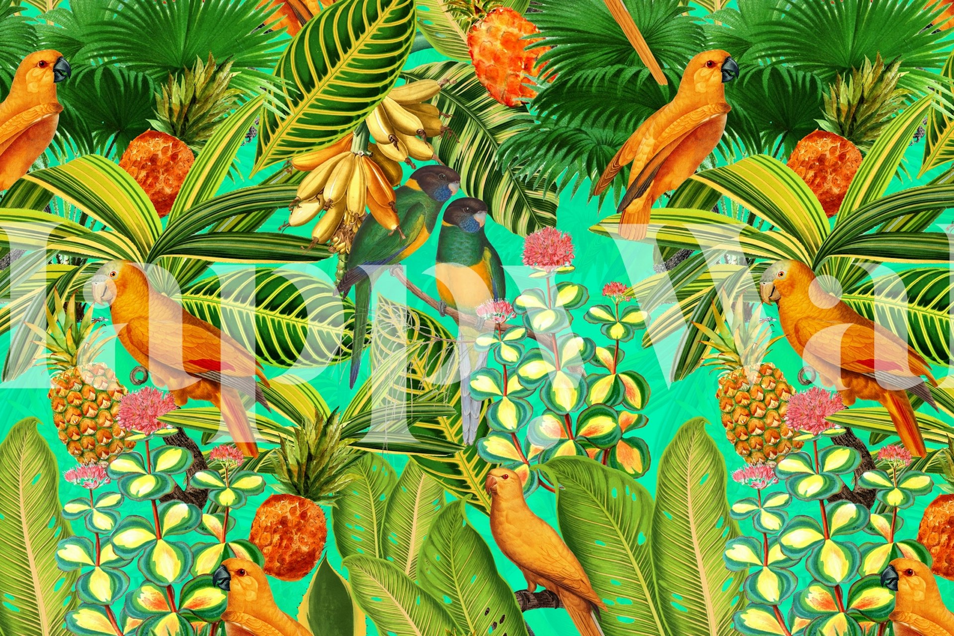 Papier peint Exotic Vintage Birds Garden dans une pièce