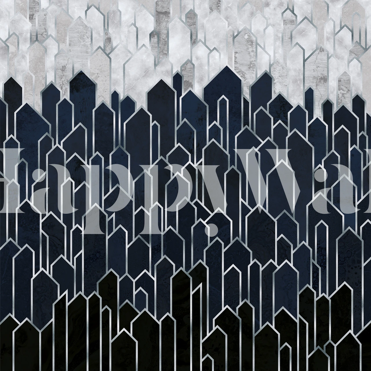 Sapphire Blue Crystals wall mural featuring geometric crystal patterns