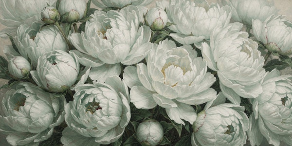 Peonies And Roses Mint Blue
