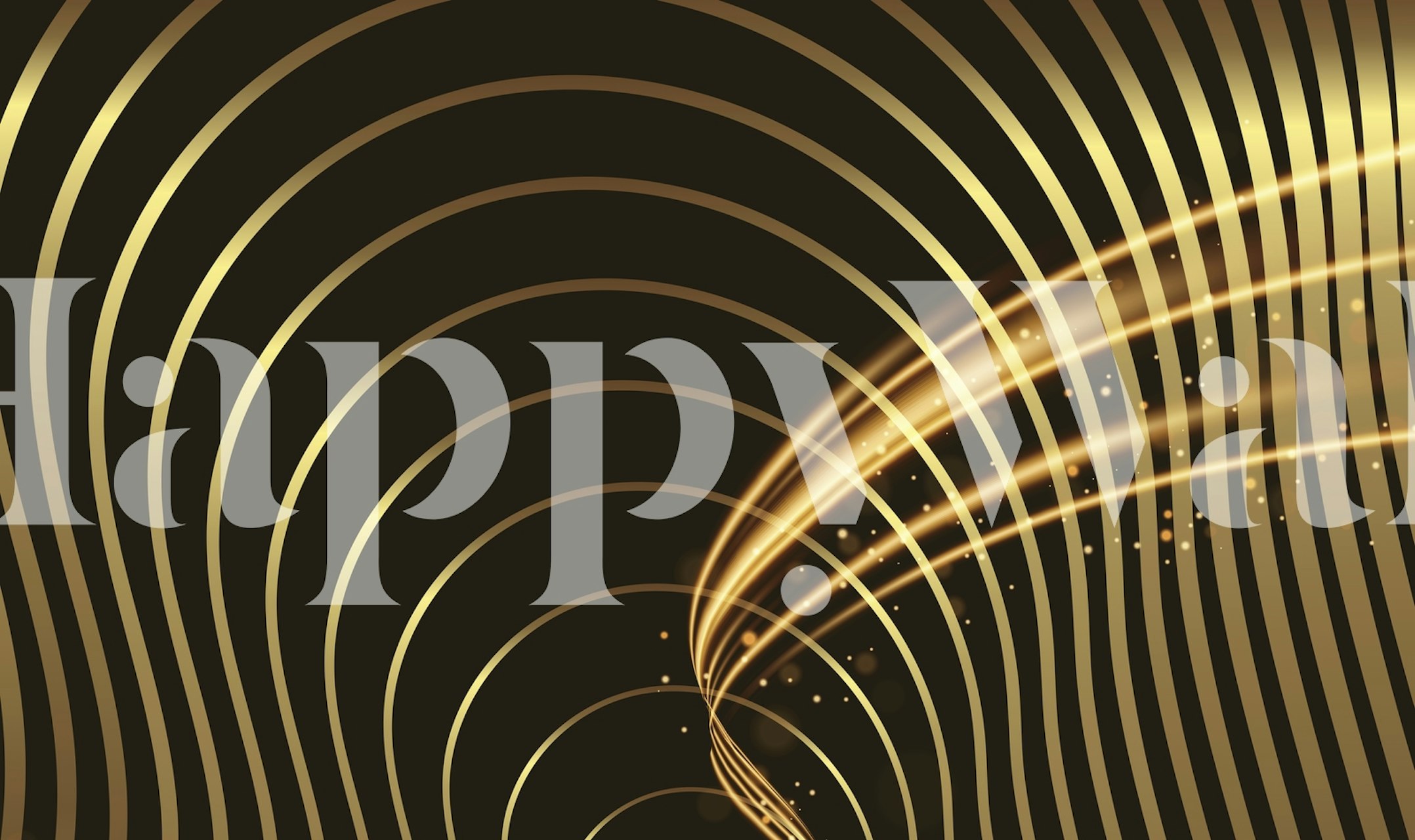 Gouden spiralen muurschildering ontwerp