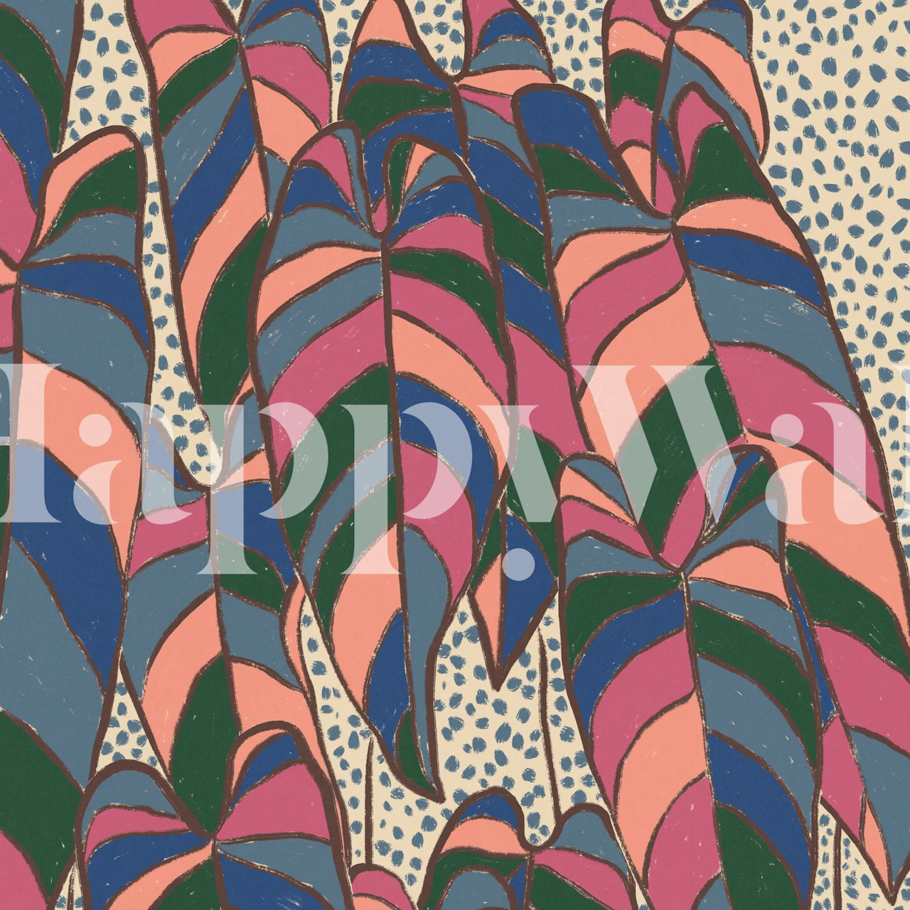 Colorful tropical leaves wallpaper in a room