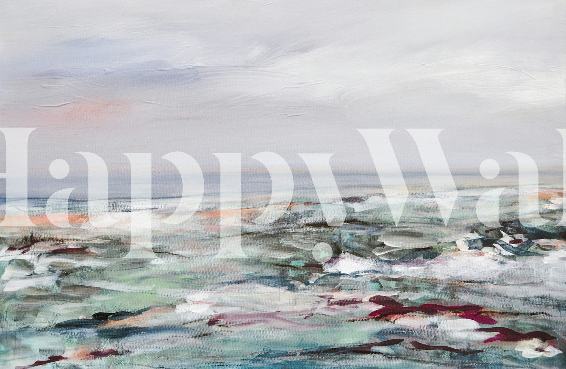 Coastal scenery wallpaper displayed in a room