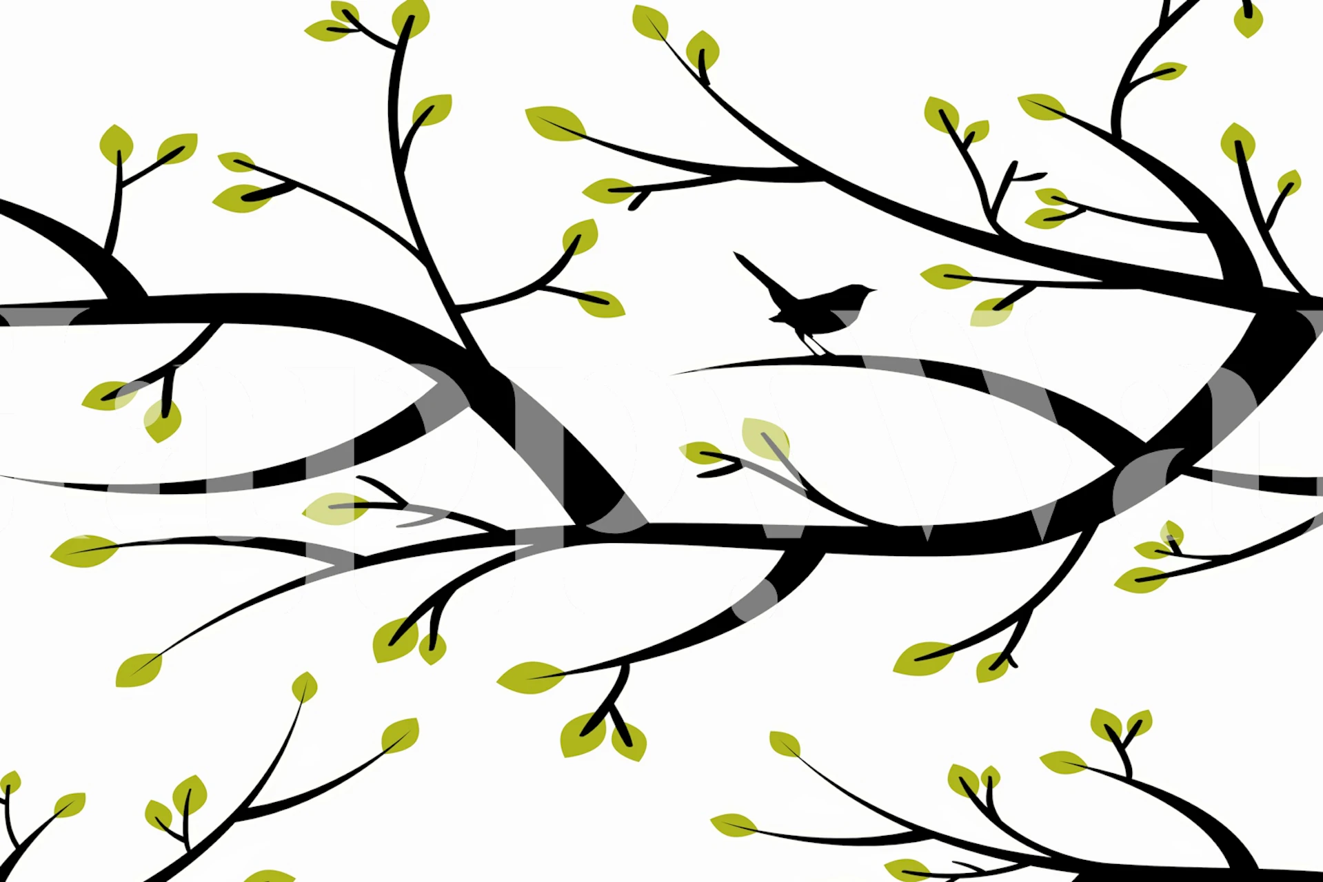 Spring Forest Tree wallpaper displayed in a room