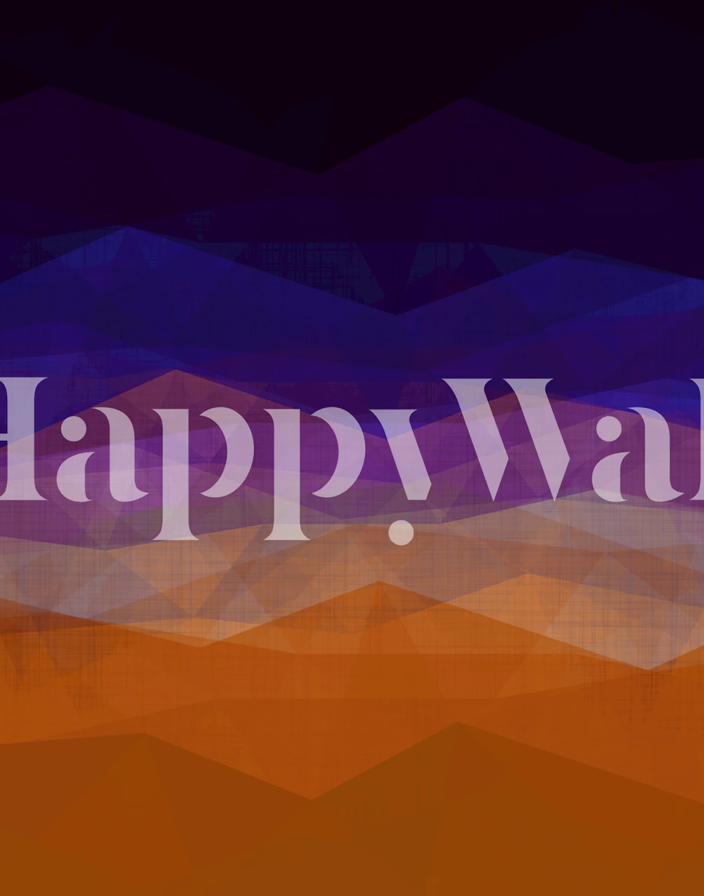 Abstract mountain landscape wall mural in shades of lilac, indigo, and amber.