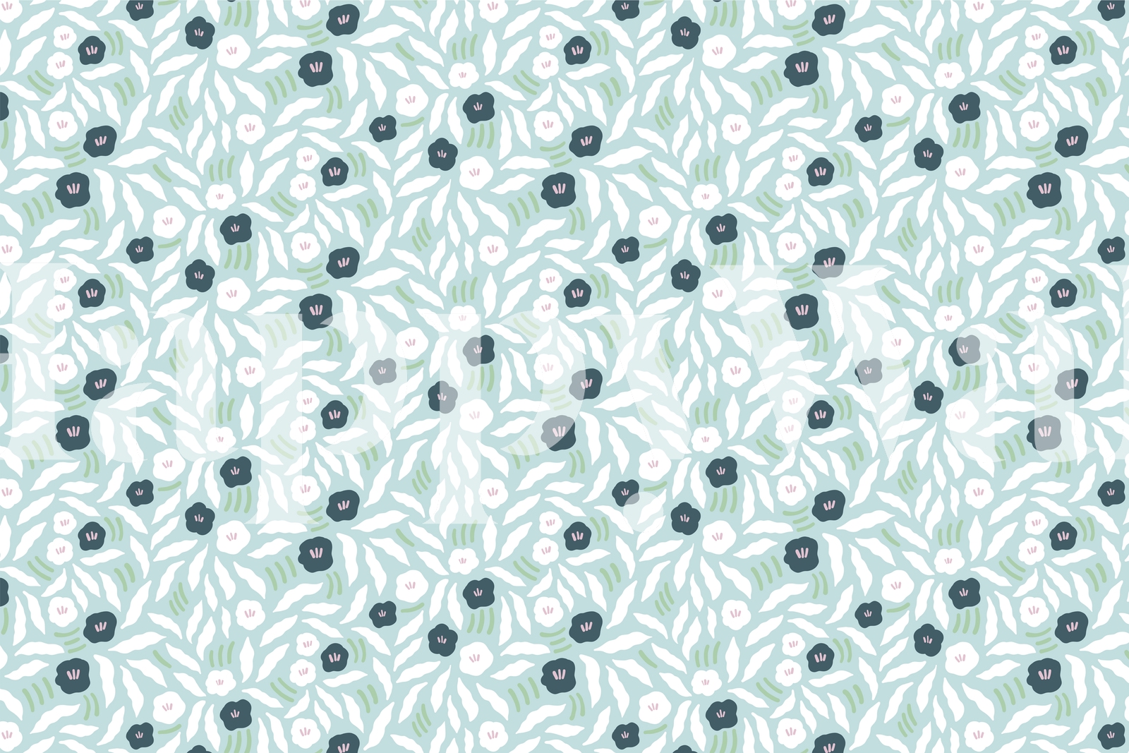 Free Flow Flowers Mint Green Wallpaper | Buy Online at Happywall