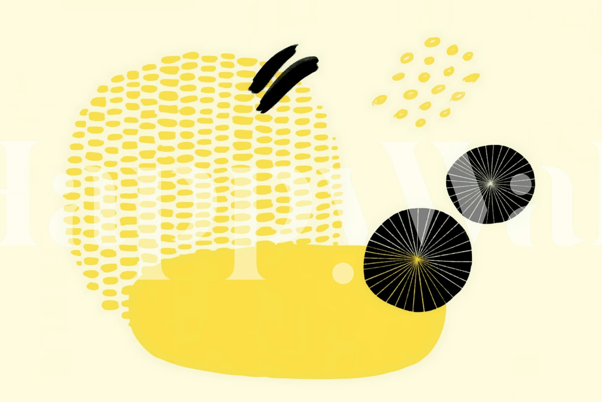 Yellow composition wallpaper in a room