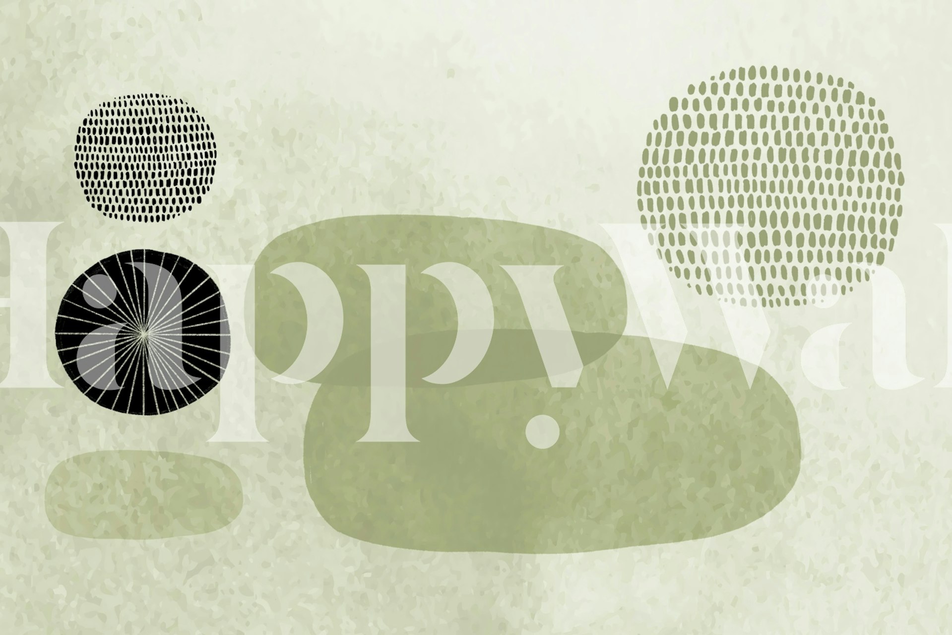 Abstract shapes in soft green and black colors wallpaper