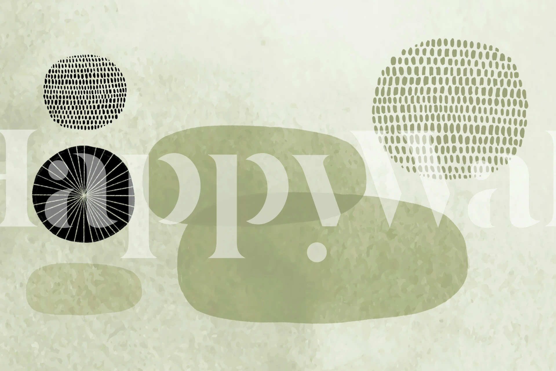 Abstract shapes in soft green and black colors wallpaper