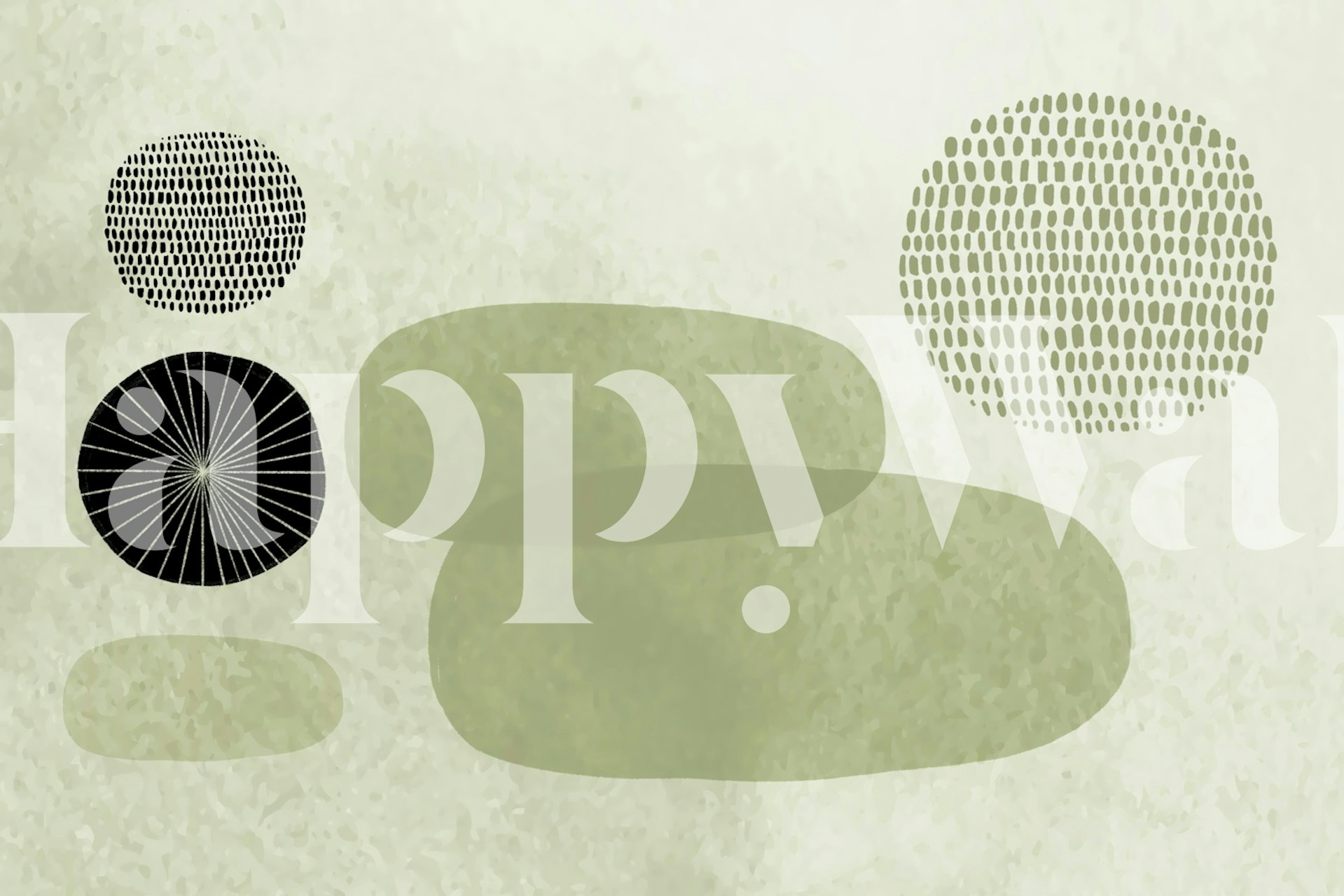 Abstrakta mjuka gröna former och texturer på en väggmålning