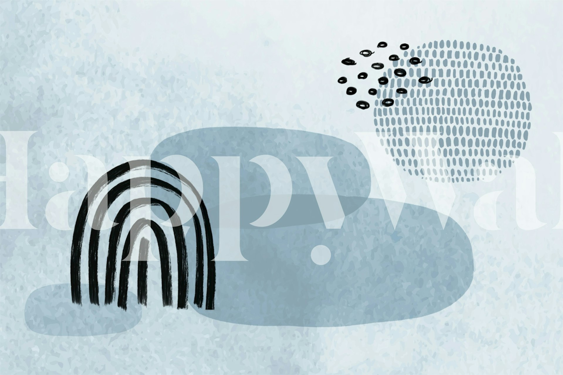 Abstract rainbow and textured shapes in pastel blue and gray wallpaper