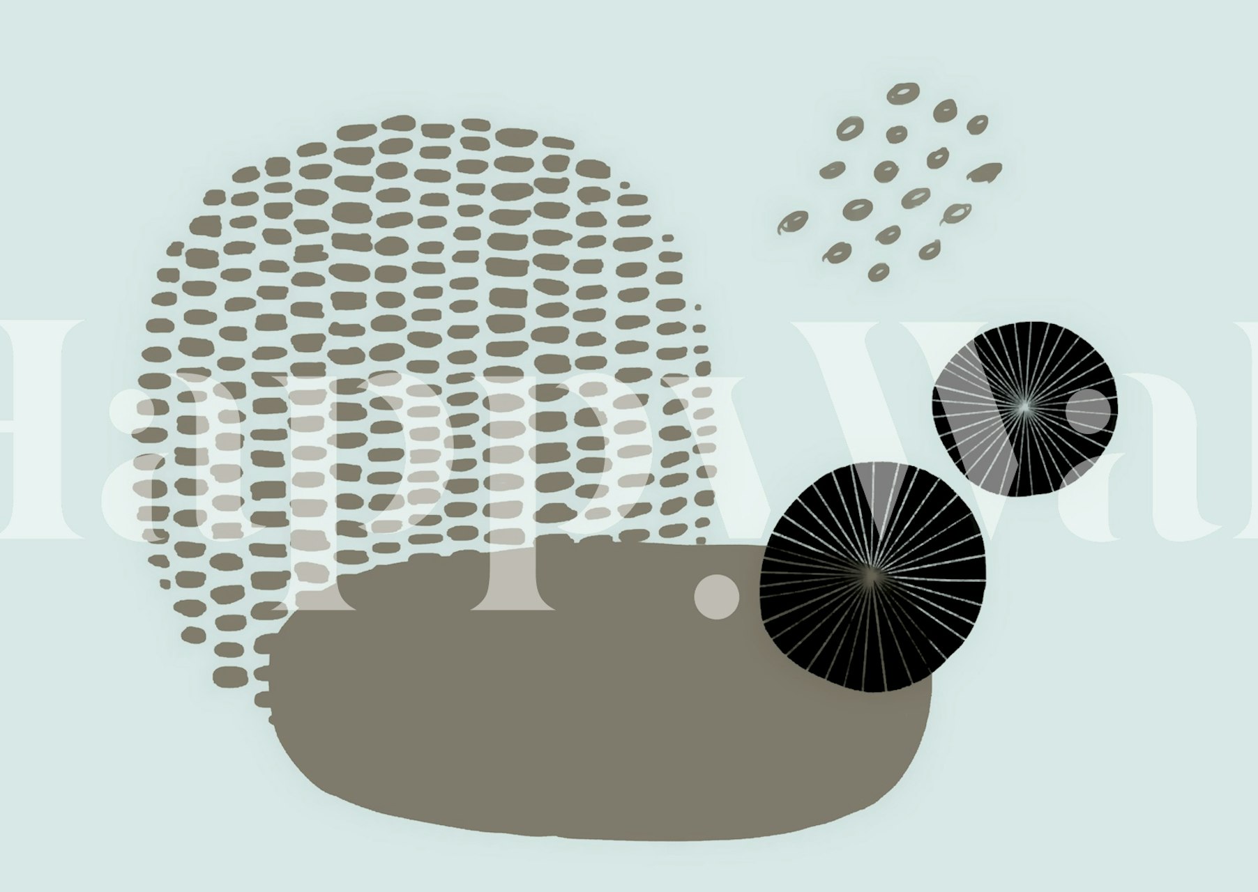 Abstrakt veggmaleri i skandinavisk stil med dempet beige, grått og blått mønster