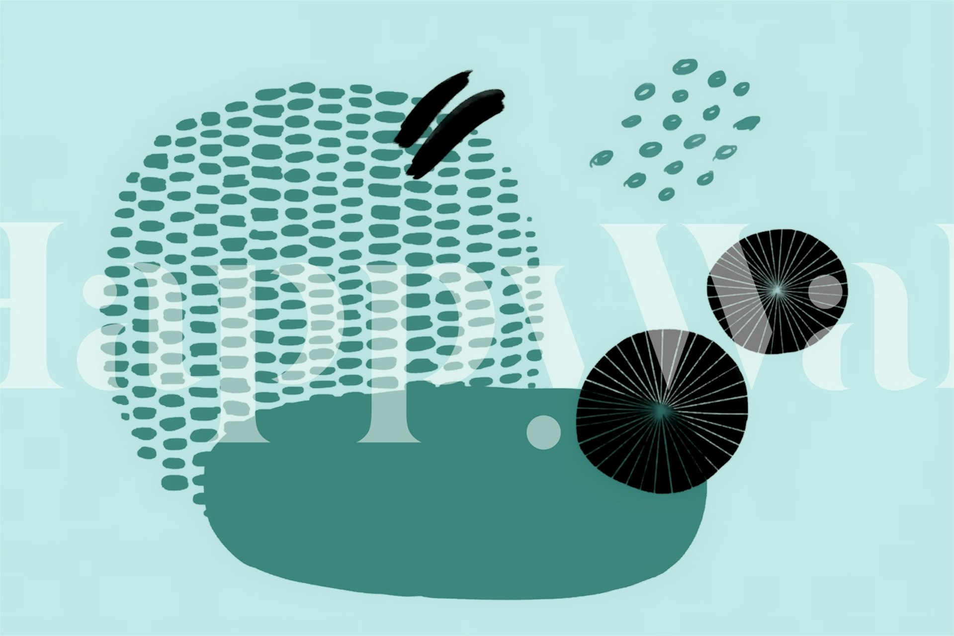 Teal composition tapet vist i et rum