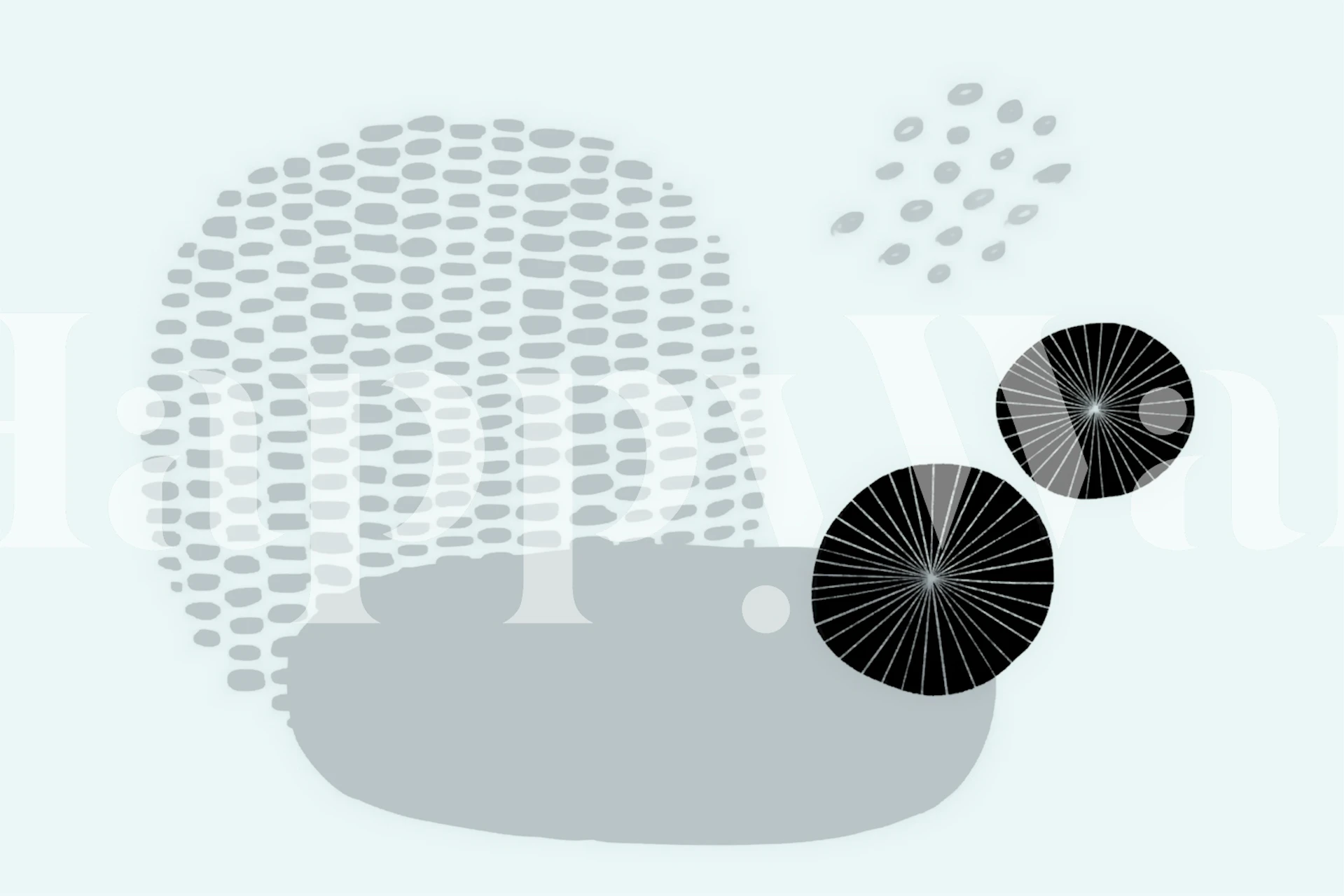 Abstract fotobehang in grijstinten met bolvormige vormen en puntpatronen