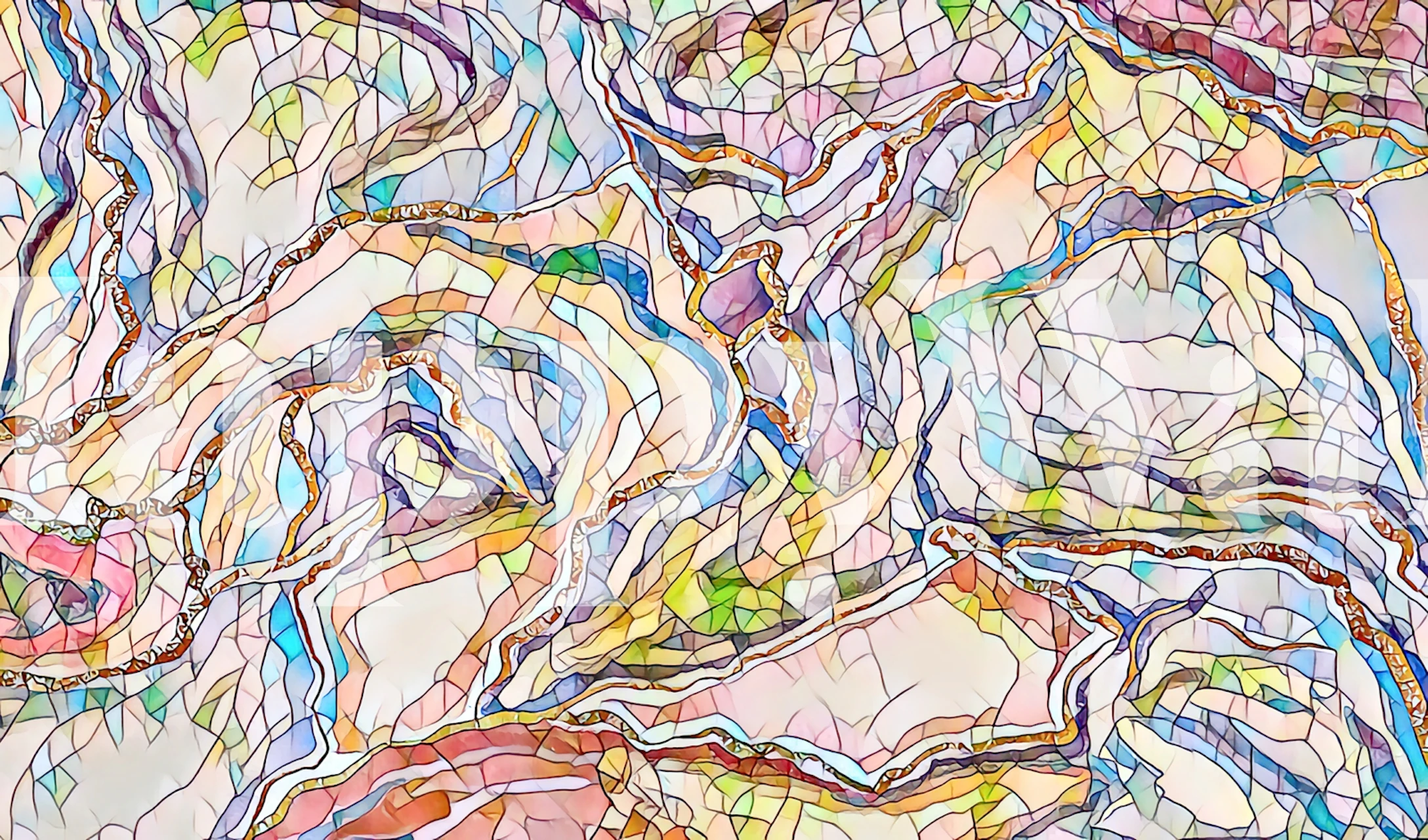 Colorful geometric abstract shapes in pastel tones wallpaper