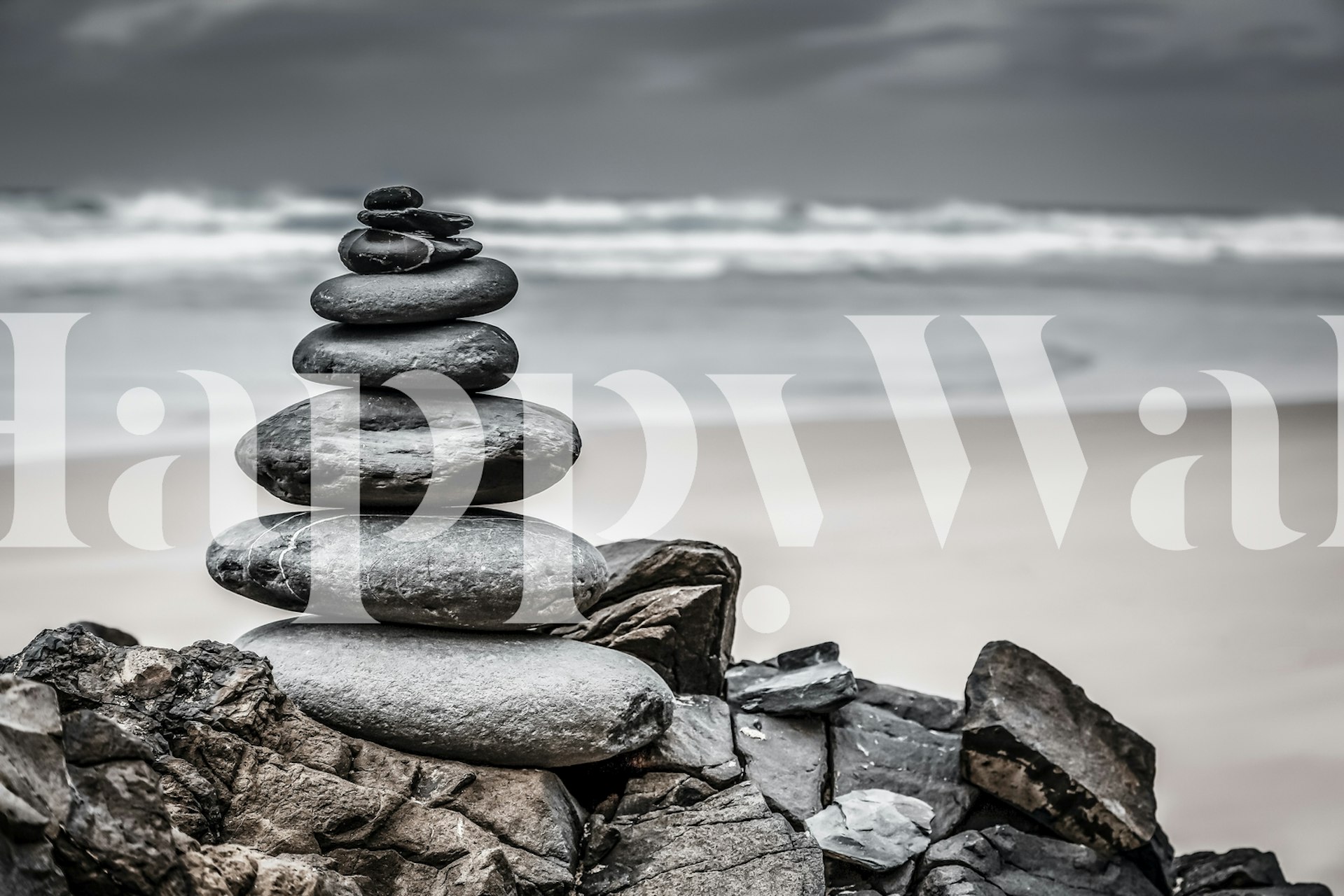 Rock balancing tapet i et roligt rum