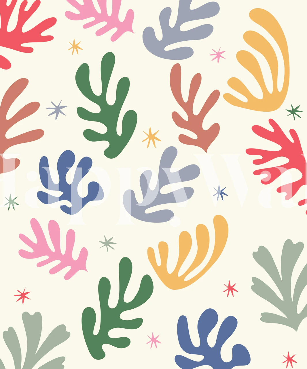 Seaweed Henry Matisse Inspired behang in een kamer