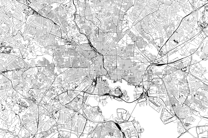 Baltimore City Map Wallpaper | Unique and Vintage Maryland Mural