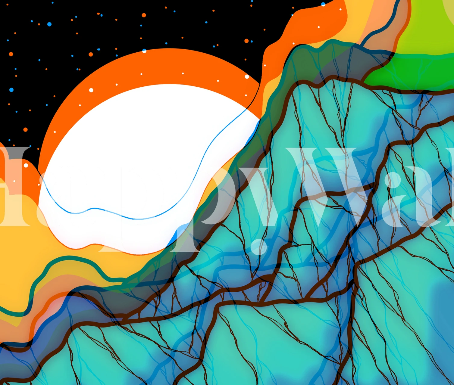 Carta da parati vibrante mountain in una stanza moderna