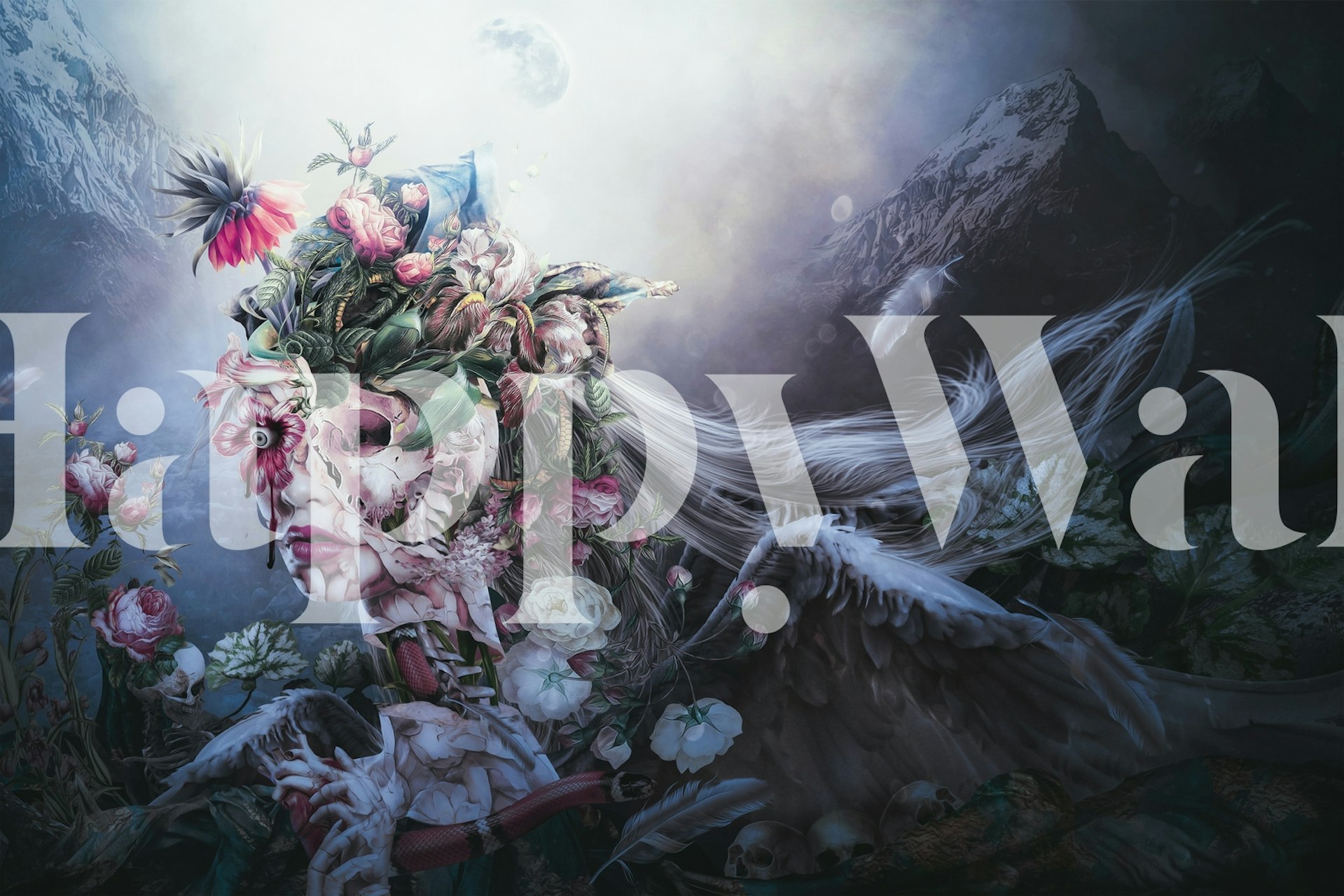 Skull Queen 021 wallpaper displayed in a room