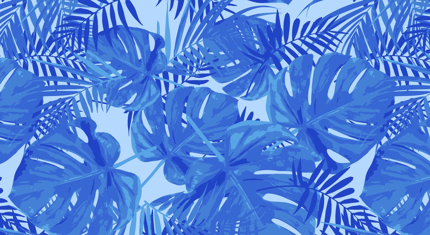 Blue Night Monstera Leaves Wallpaper - Buy Online | Happywall
