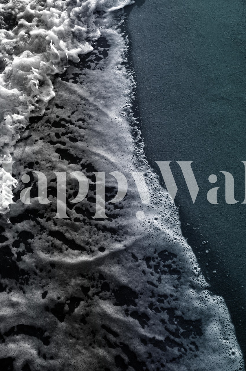 Dark blue ocean wave with white foam texture wallpaper