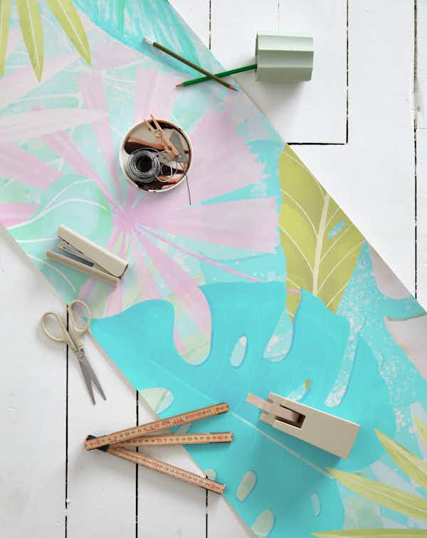 Tropical Pastel Leaves wallpaper roll