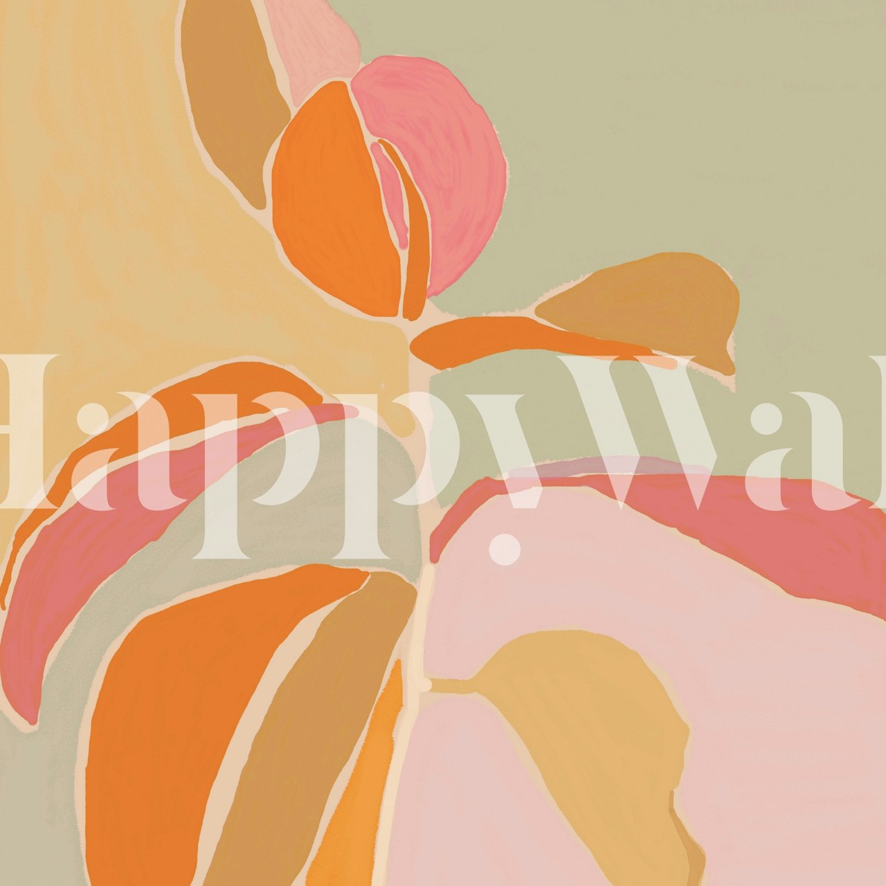 Abstract peach floral wallpaper with soft colors
