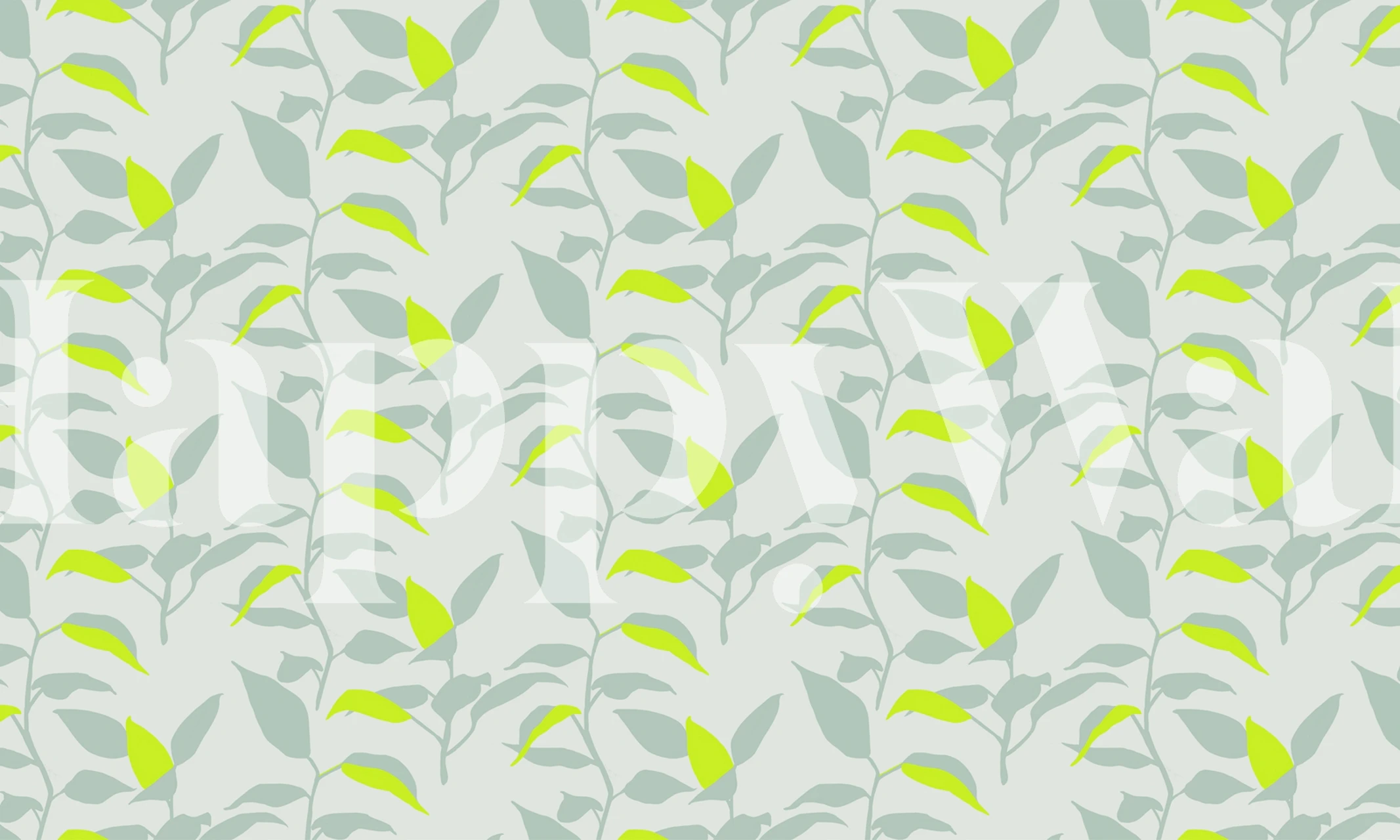 Green leaves pattern on light background wallpaper