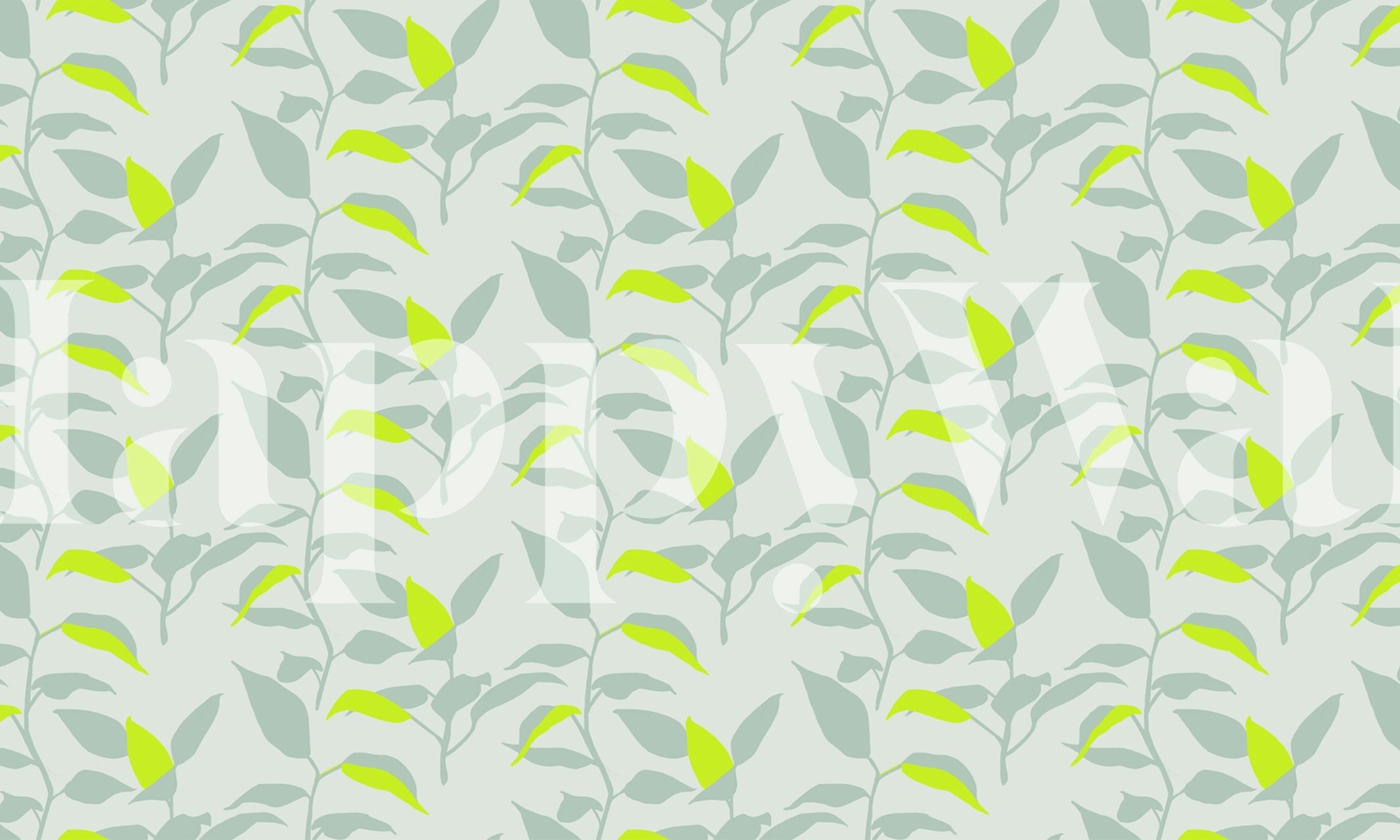 Green leaves pattern on light background wallpaper
