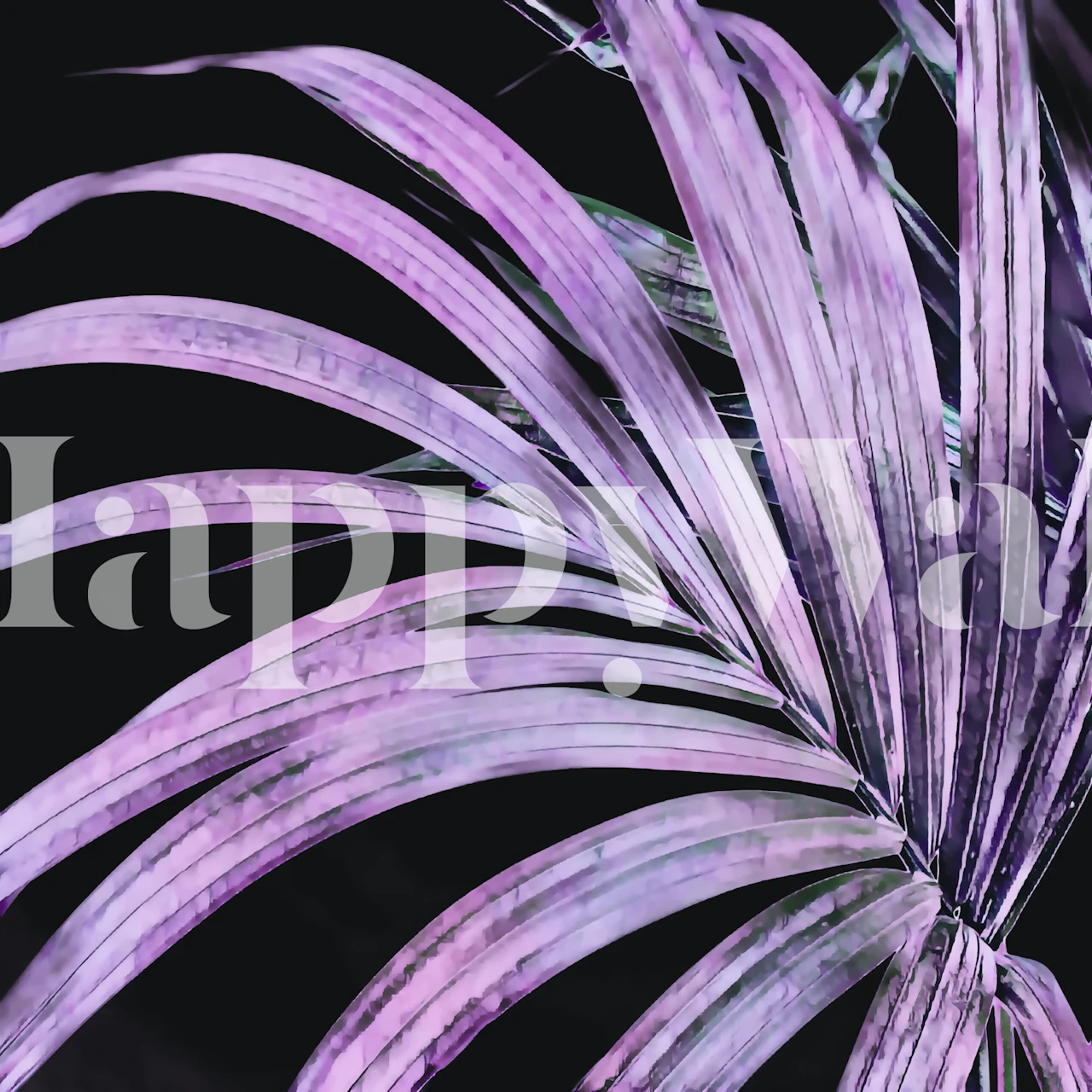 Trendy purple palm leaf wall mural creating an elegant botanical ambiance