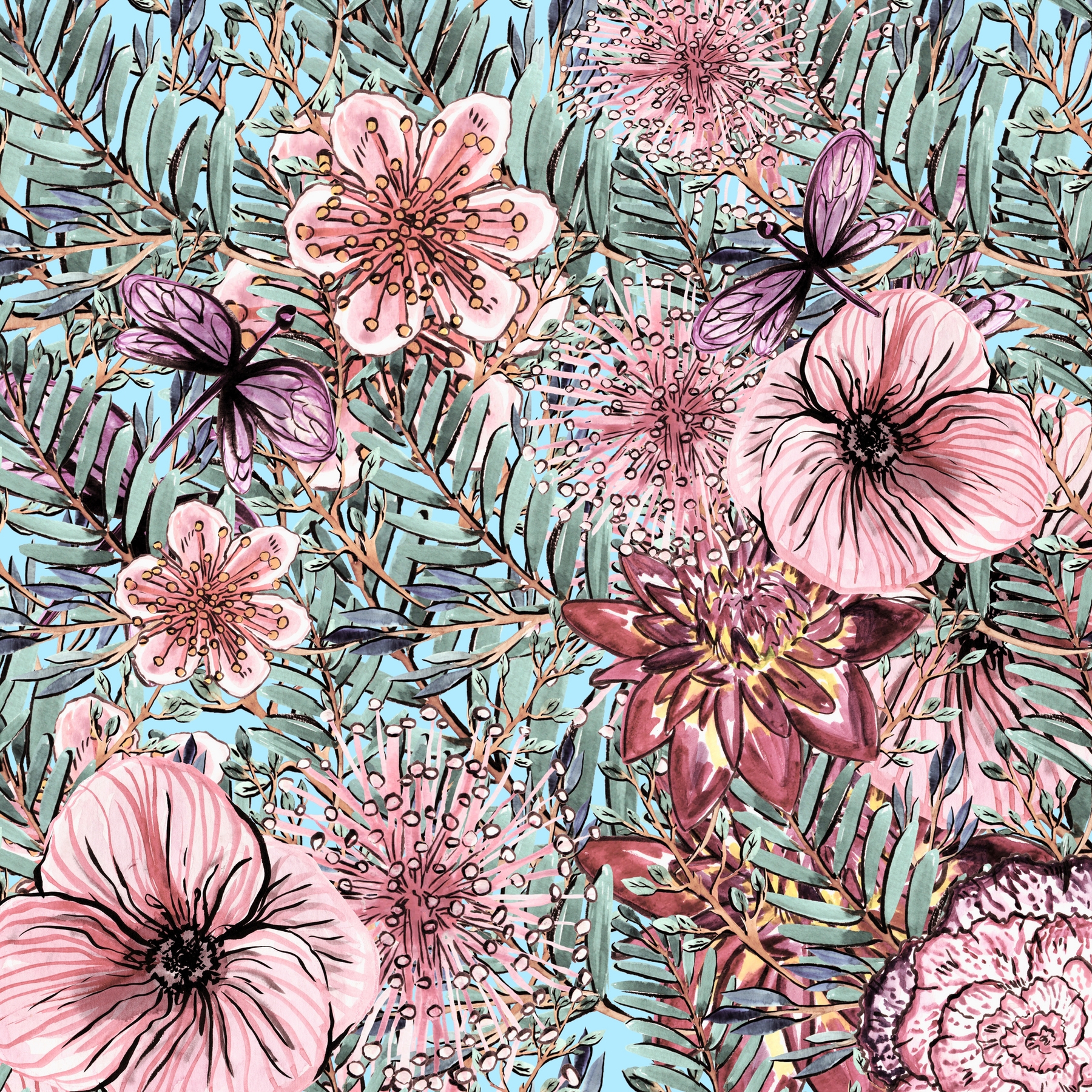 Buy Abstract Pastel Aloha Jungle wallpaper Free shipping