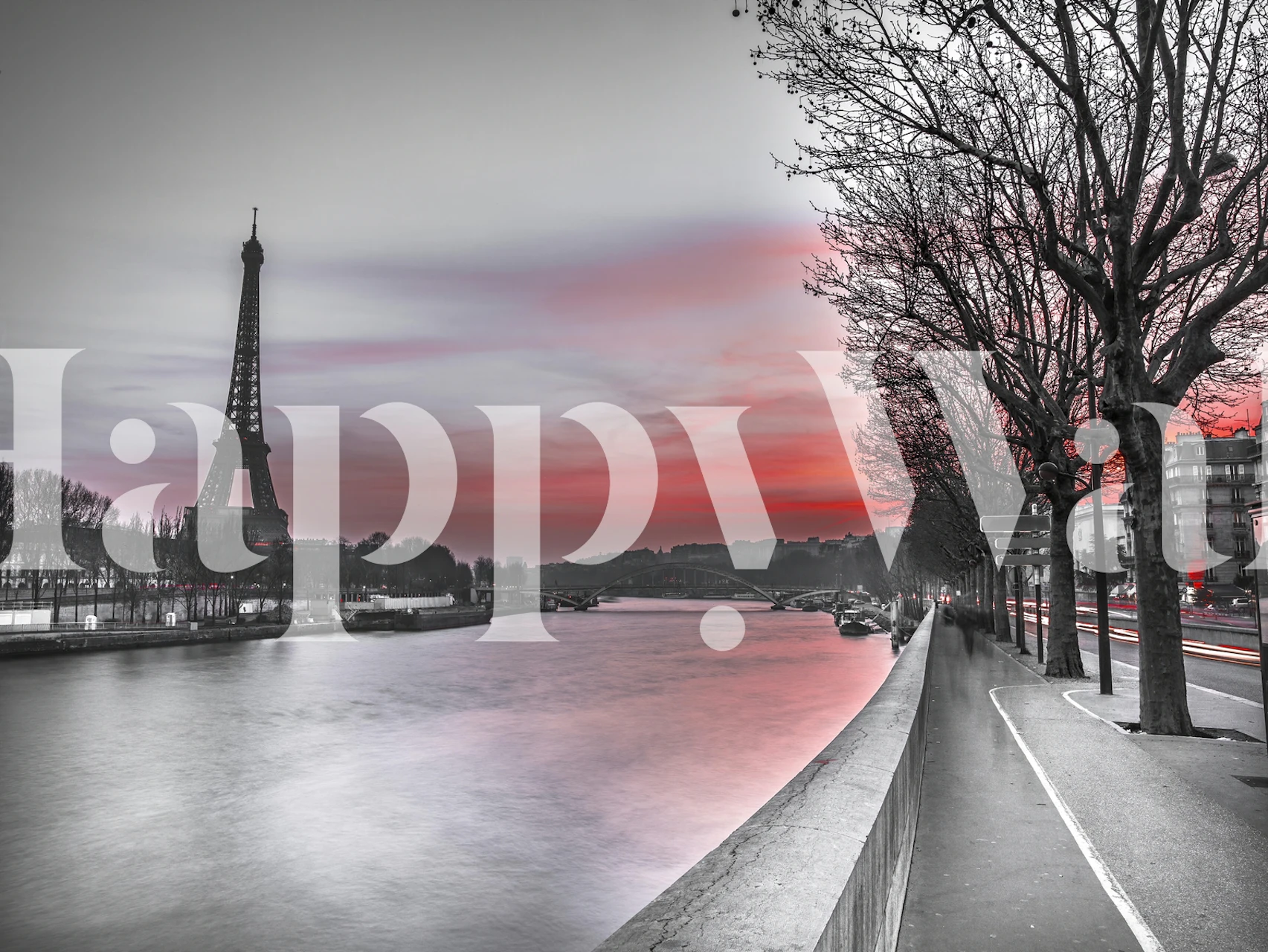 Tapetti, jossa on River Seine ja Eiffel-torni