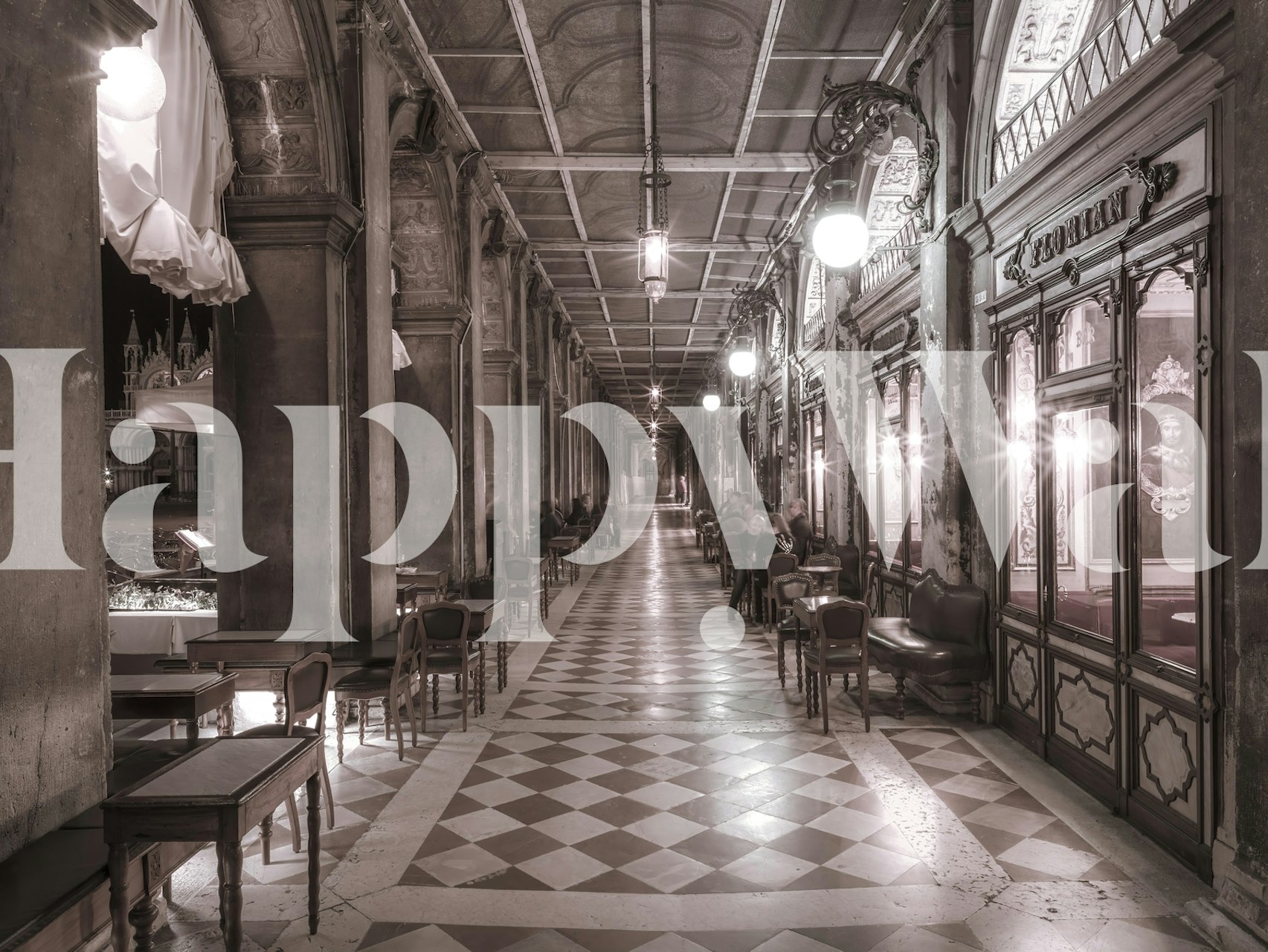 Cafe in Venice tapetdesign i et rum
