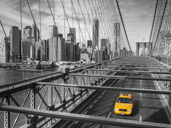 Cab on Brooklyn Bridge