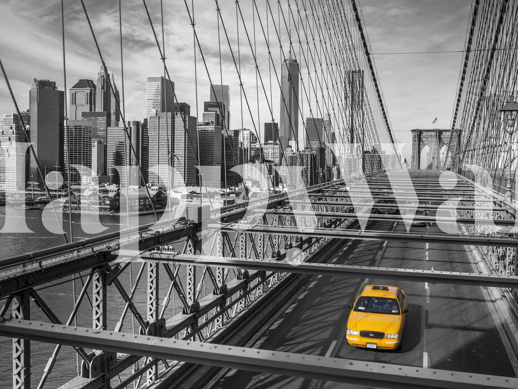 Taxi giallo su Cab on Brooklyn Bridge