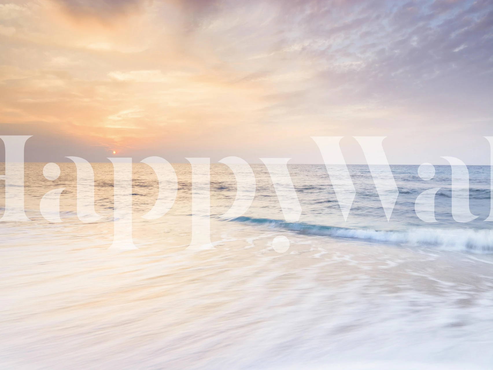 Seascape with sunset hues of orange and blue, peaceful beach wallpaper