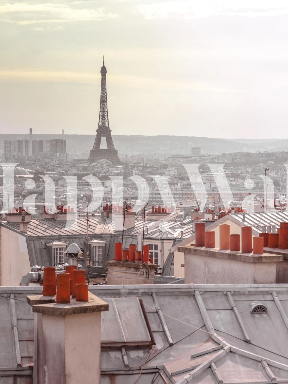 Eiffel Tower view wallpaper in a room